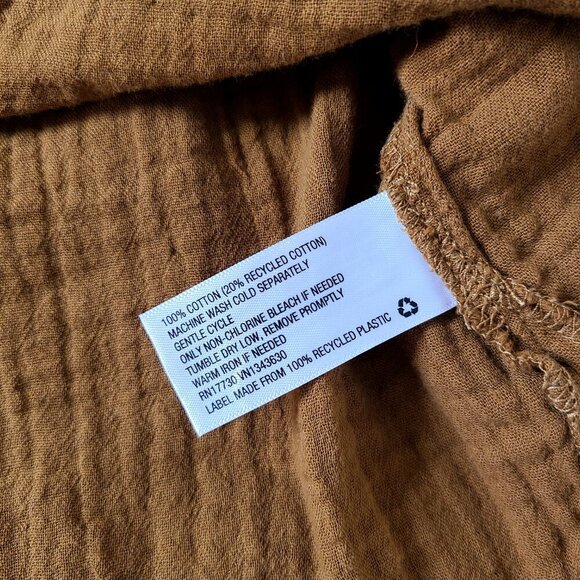 Universal Thread Long Sleeve Oversized Button Up Shirt Womens S Mustard Tan - Picture 4 of 8